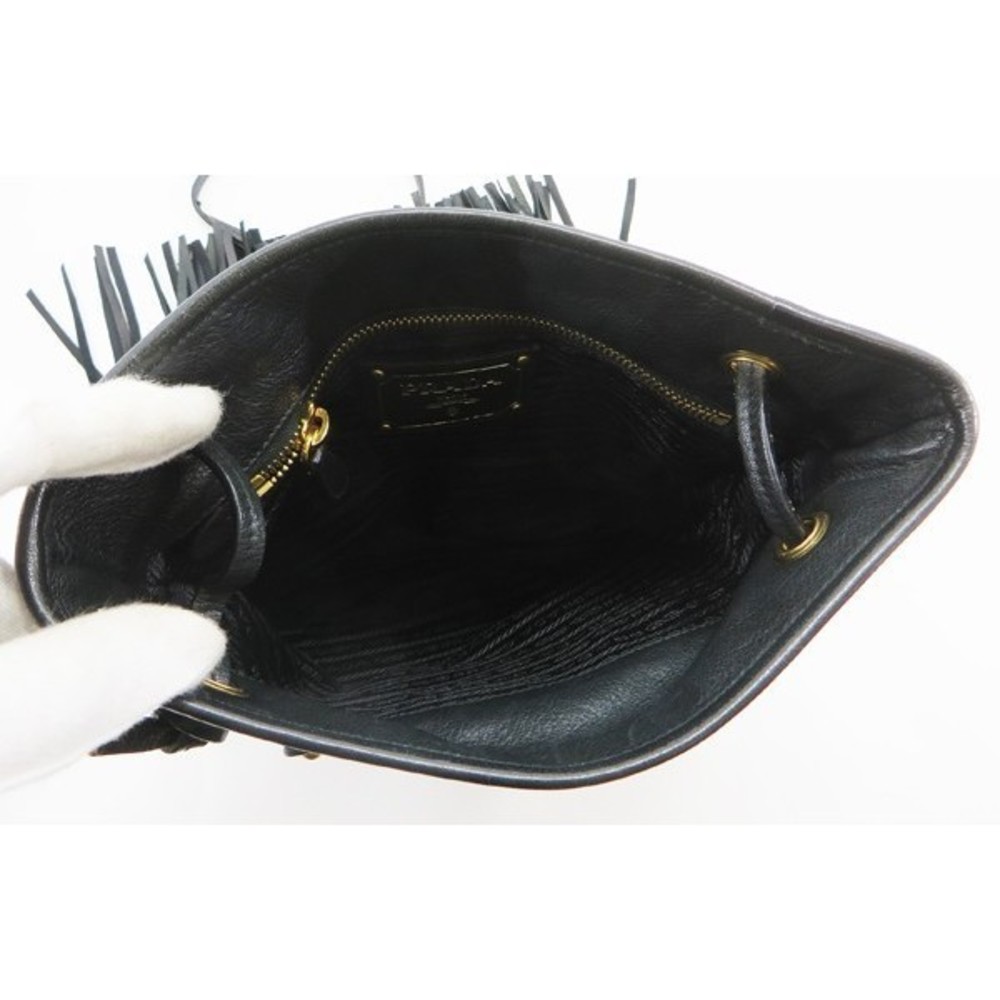 Prada Shoulder with Fringe Bag Black